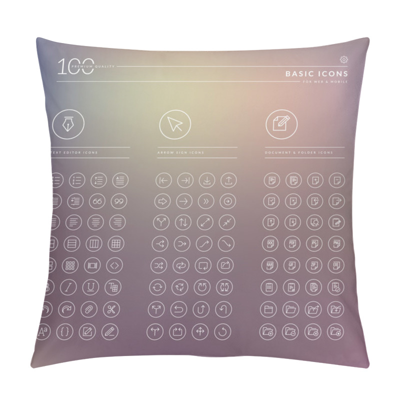 Personality  Set Of Text Editor, Arrow Sign, Document And Folder Icons Pillow Covers