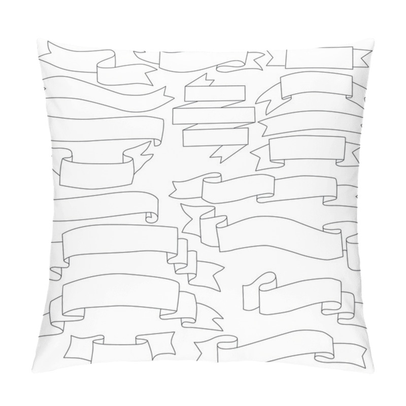 Personality  Big Set Of Ribbons Drawn Hand On A White Background Pillow Covers