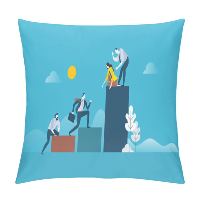 Personality  Team Success. Flat Design Business People Concept. Pillow Covers