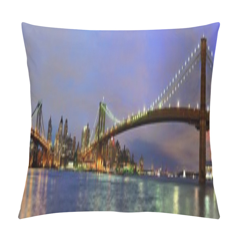 Personality  East River At Night In New York Pillow Covers