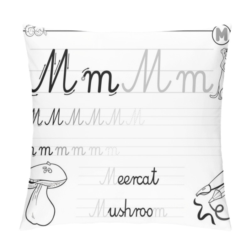 Personality  Learn To Write Letter M Pillow Covers