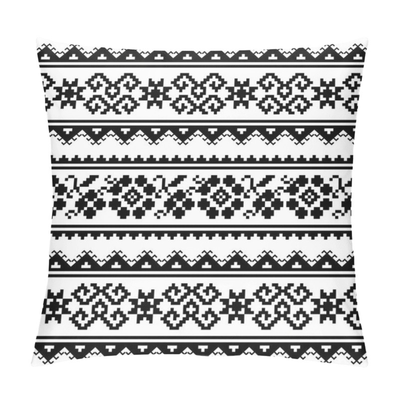 Personality  Ukrainian Or Belarusian Folk Art Embroidery Pattern Or Print In Black And White Pillow Covers