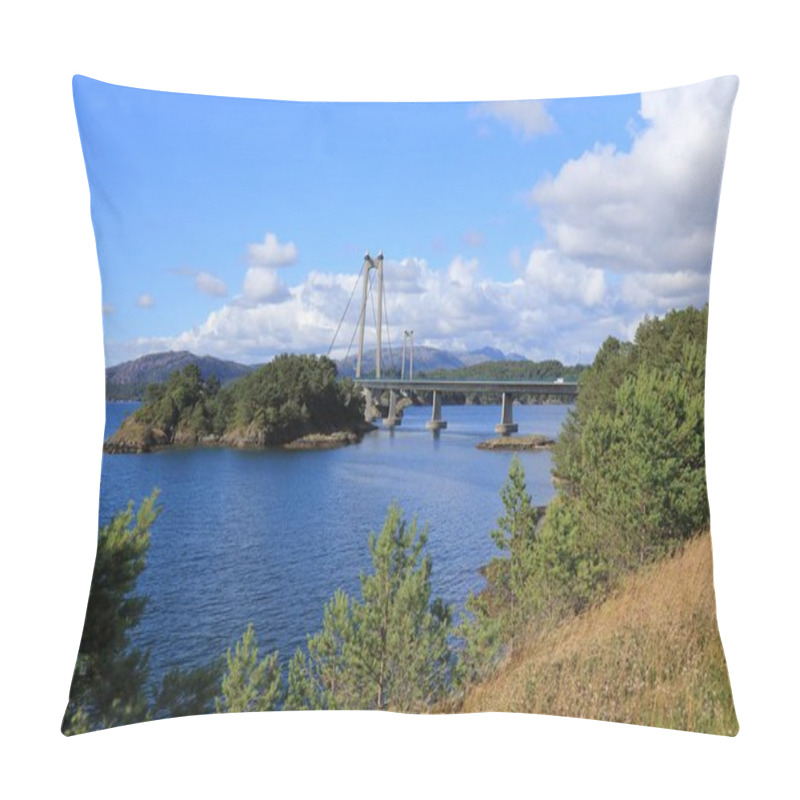 Personality  Stord Bridge (Stordabrua) In Norway. Large Suspension Bridge, Part Of Triangle Link (Trekantsambandet) Connecting The Islands Of Bomlo And Stord With Norwegian Mainland. Pillow Covers