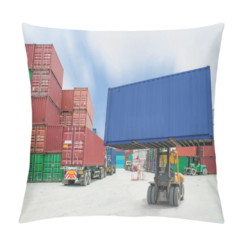 Personality  Forklift Handling Container Box Loading To Truck In Import Expor Pillow Covers