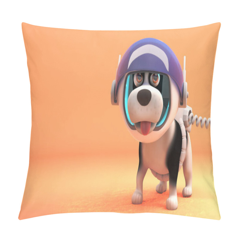 Personality  Cute Puppy Dog Wears Spacesuit While Exploring Mars, 3d Illustration Pillow Covers