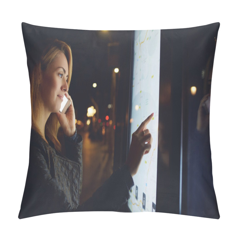 Personality  Woman Tourist Talking On Mobile Phone Pillow Covers