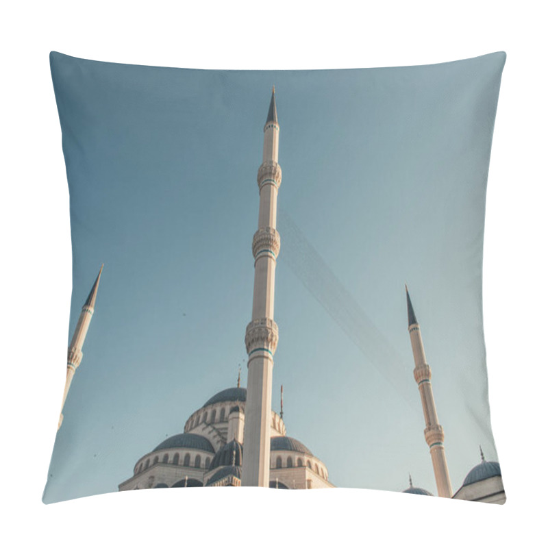 Personality  Blue, Cloudless Sky Above Minarets Of Mihrimah Sultan Mosque, Istanbul, Turkey Pillow Covers