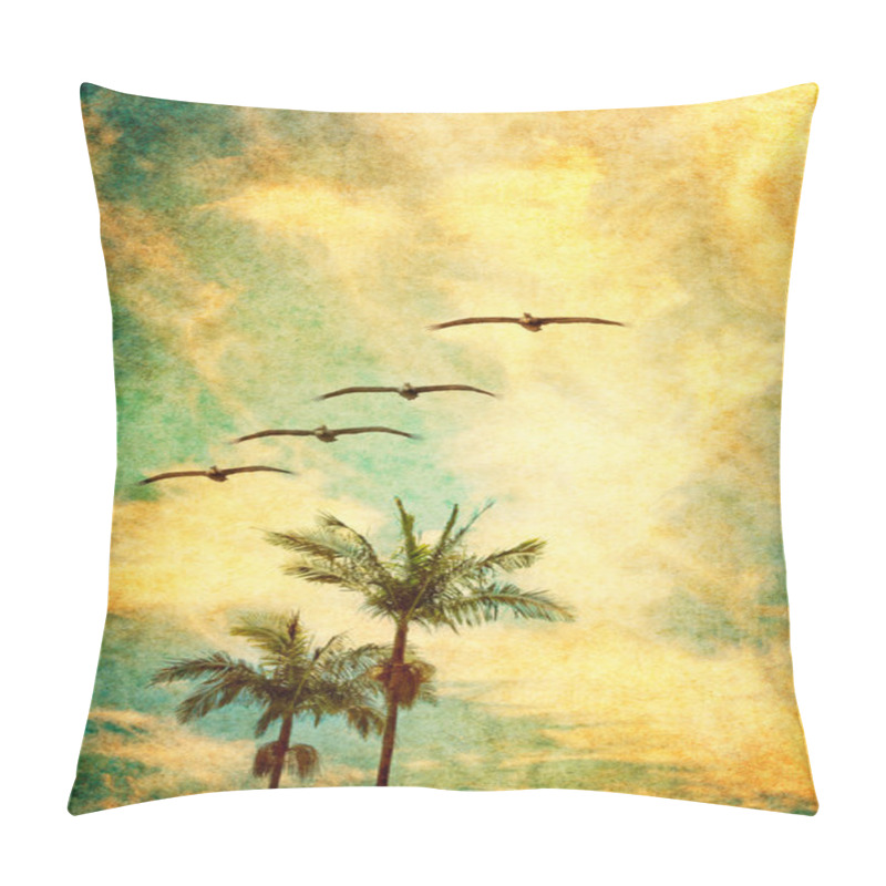 Personality  Retro Palms And Pelicans Pillow Covers