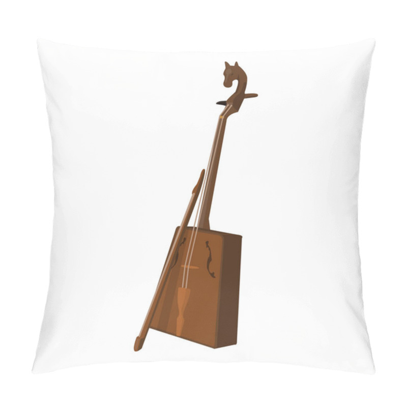 Personality  Wooden Musical Instruments Of Mongol .National Music Of The Mongolian.Mongolia Single Icon In Cartoon Style Vector Symbol Stock Illustration. Pillow Covers