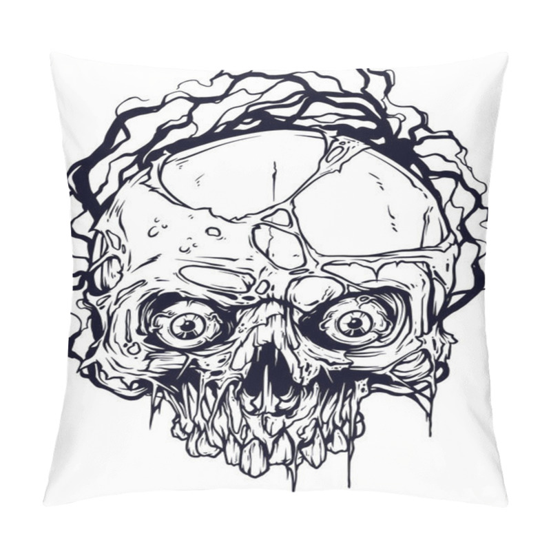 Personality  Detailed Graphic Black And White Halloween Skull Pillow Covers