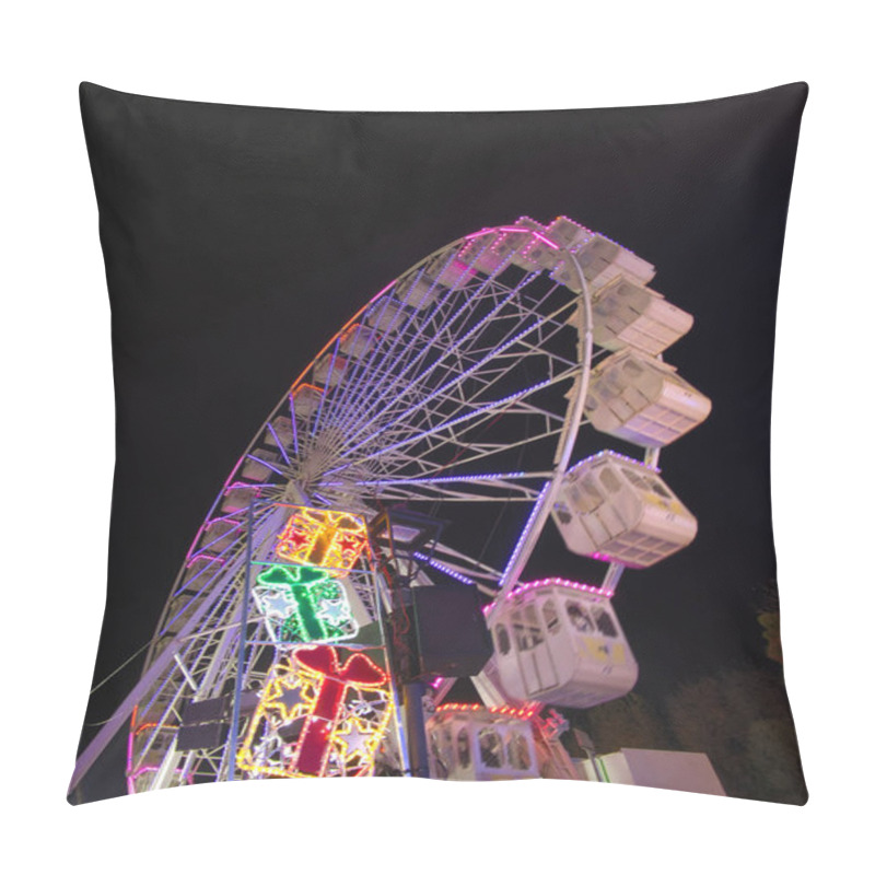 Personality  Carousel Ferris Wheel In December In Mostoles Spain Pillow Covers