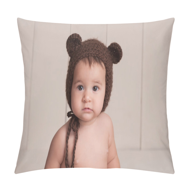 Personality  Baby Wearing A Bear Hat Pillow Covers