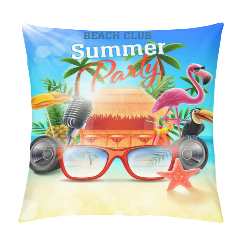 Personality  Tropical Frame Made Of Exotic Leaves, Toucan And Flamingo  Pillow Covers