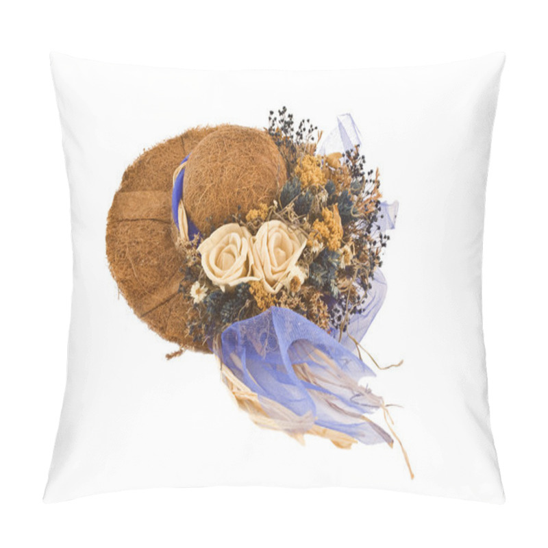 Personality  Decorative Hat With Fake Flowers On Top Of It Pillow Covers