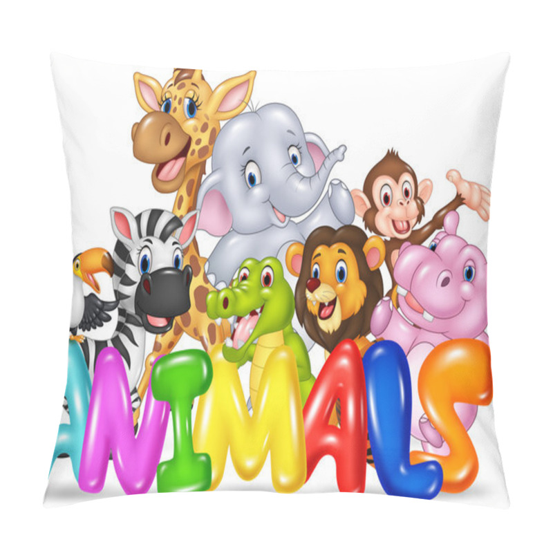 Personality  Illustration Of Word Animal With Cartoon Wild Animal Pillow Covers