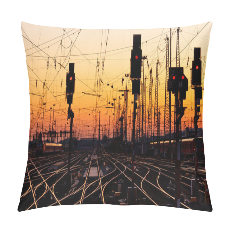 Personality  Railroad Tracks At Sunset Pillow Covers