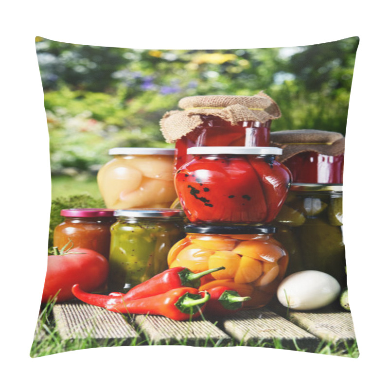 Personality  Jars Of Pickled Vegetables And Fruits In The Garden Pillow Covers