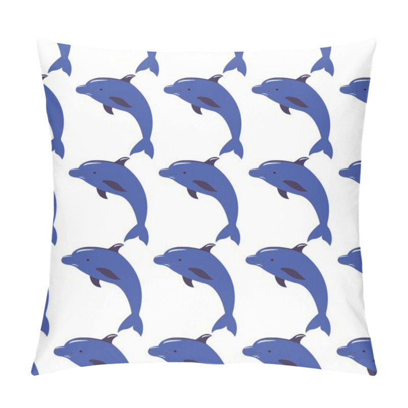 Personality  Seamless Vector Background With Dolphins. Pillow Covers