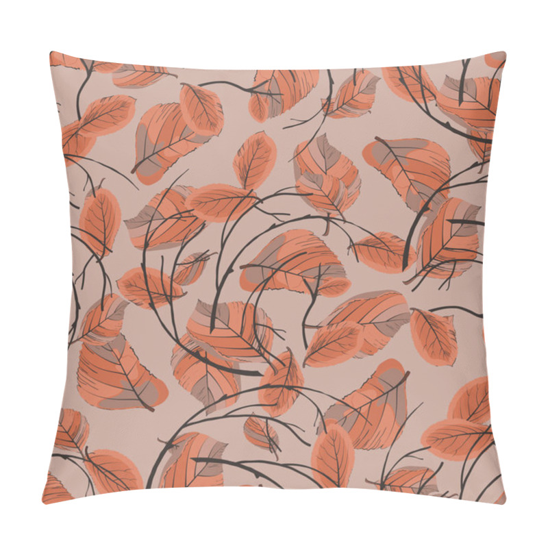 Personality  Seamless Pattern With Autumn Leaves And Twigs Curled Into A Wreath Pillow Covers