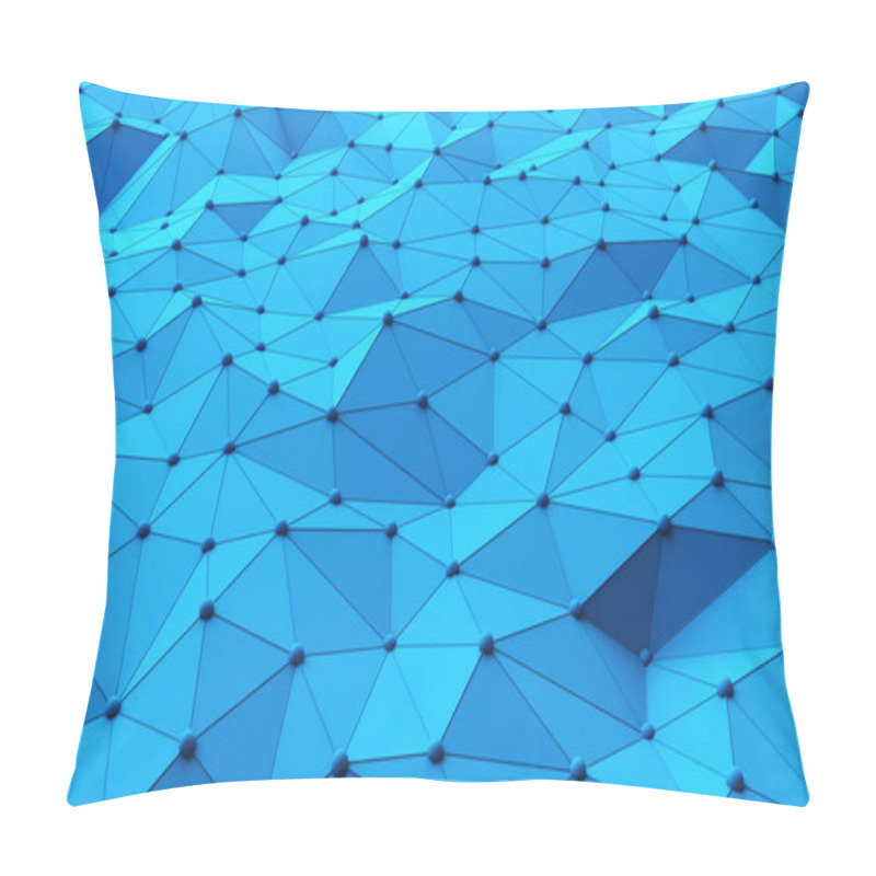 Personality  Blue Structure Of Network Connection Triangle In Digital Computer Technology Concept, Texture Pattern Background. 3d Abstract Illustration Pillow Covers