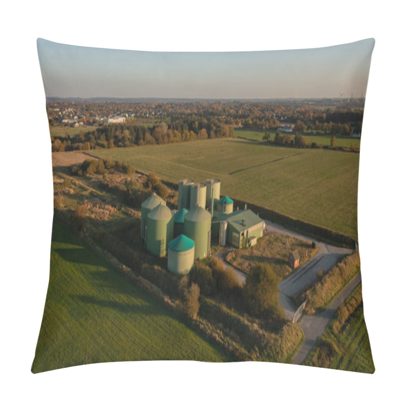 Personality  Decommissioning Of A Biogas Plant Taken From The Air Perspective With A Drone Pillow Covers