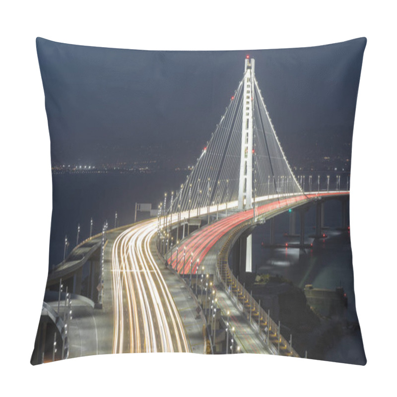 Personality  San Francisco-Oakland Bay Bridge Eastern Span At Night. Pillow Covers