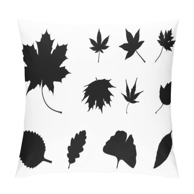 Personality  Set Of Autumn Leaf Silhouettes, Symbol, Icon. Vector Illustration Isolated On White Background. Pillow Covers