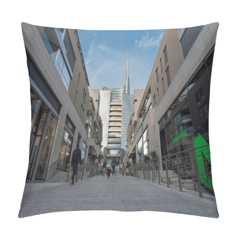 Personality  MILAN, ITALY - CIRCA SEPTEMBER, 2017: Modern Building Close To Gae Aulenti Square, The New Finalcial District At Porta Garibaldi Built For EXPO.  Pillow Covers