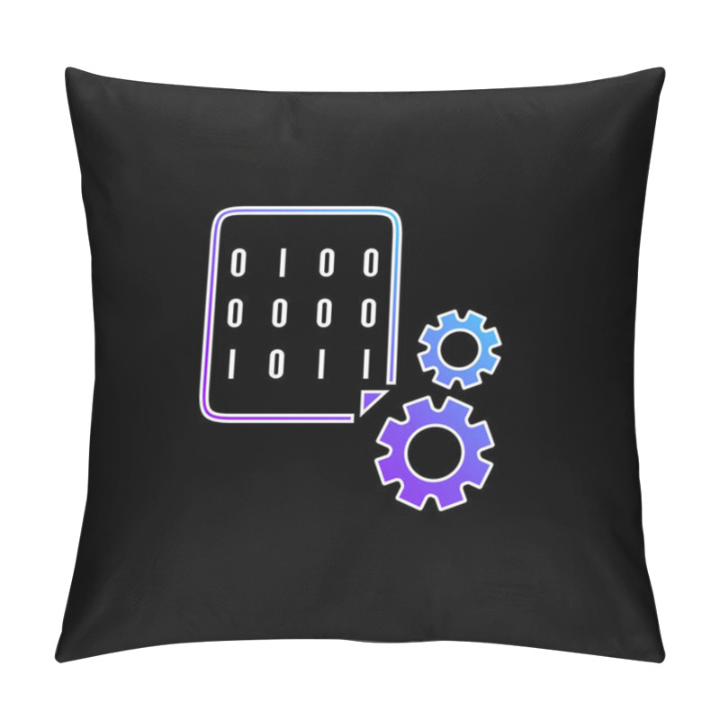 Personality  Binary Codes And Cogwheels Blue Gradient Vector Icon Pillow Covers