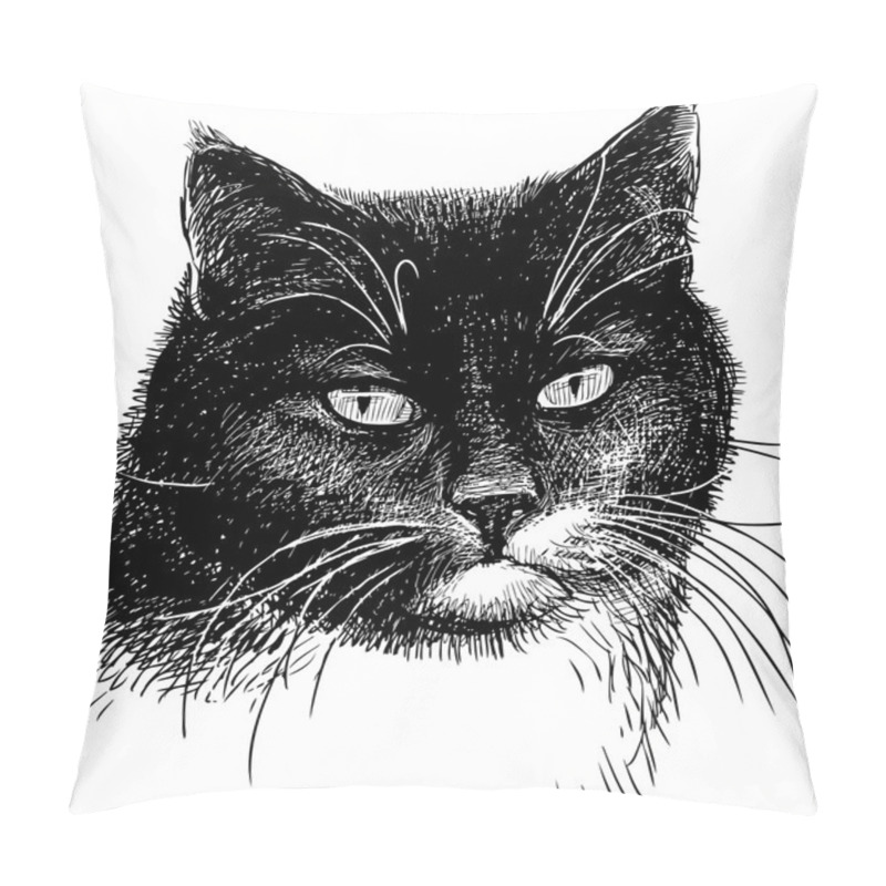 Personality  Portrait Of A Black Cat Pillow Covers