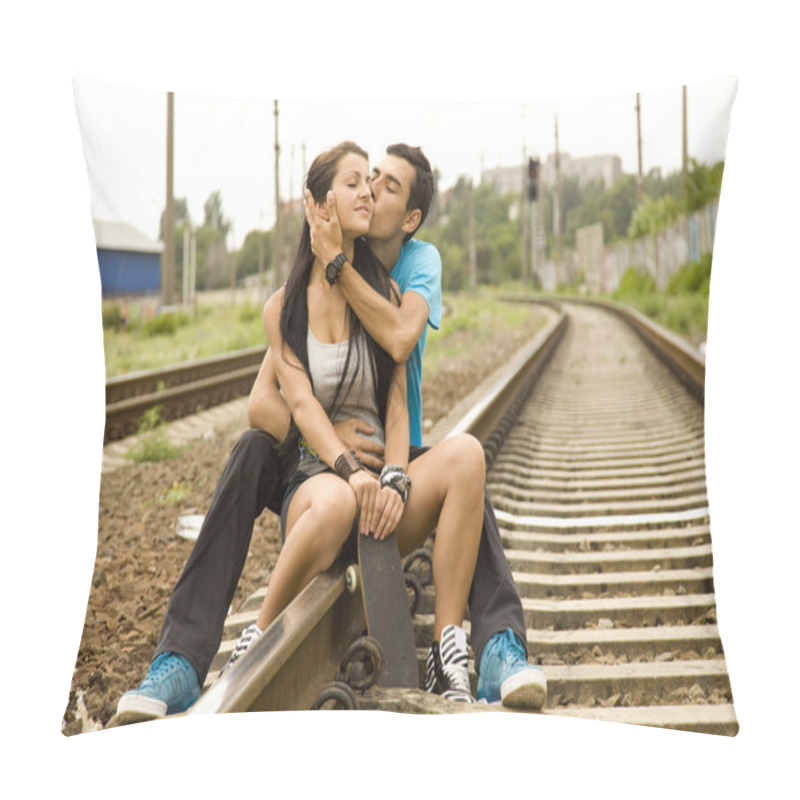 Personality  Couple With Notebook Near Graffiti Wall. Pillow Covers