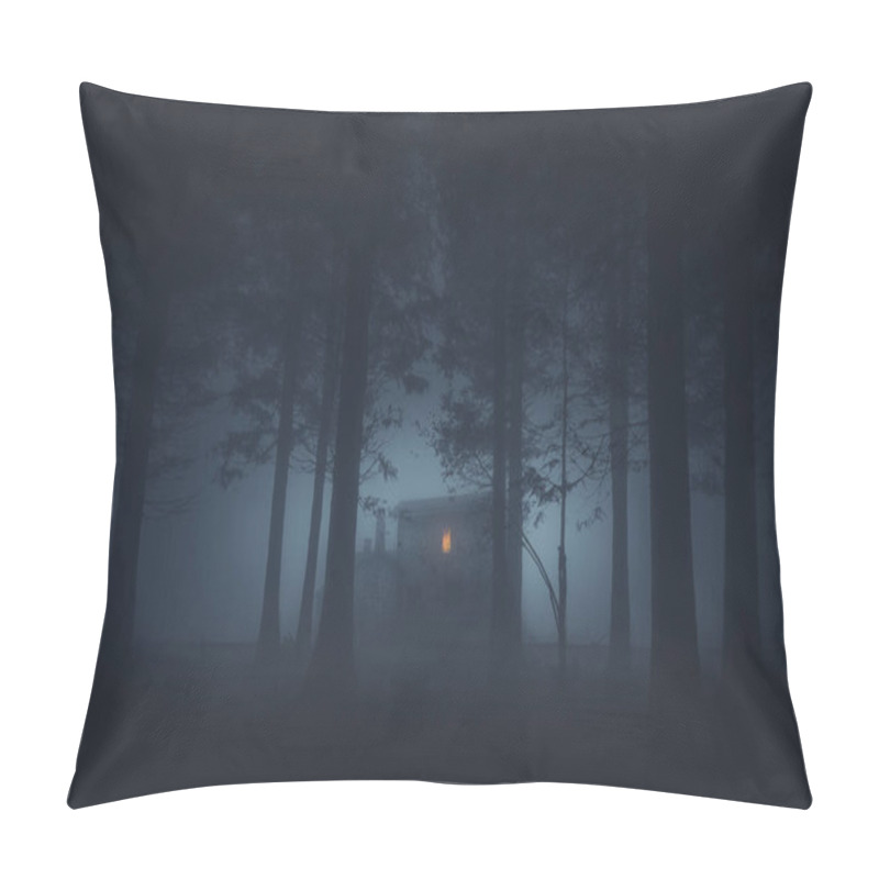 Personality  Scary House In Mysterious Horror Forest At Night Pillow Covers