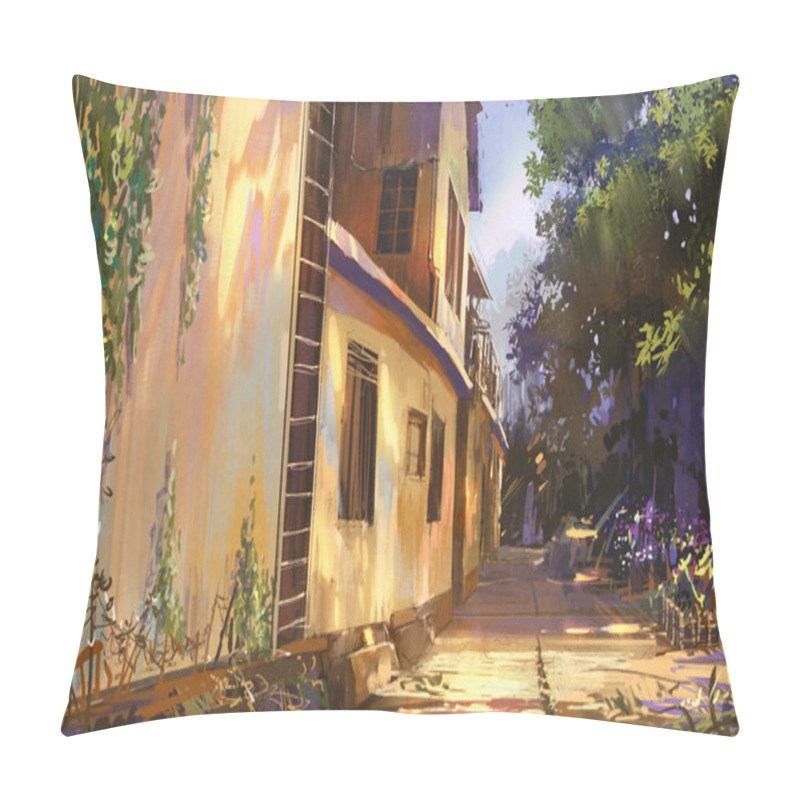 Personality  Alleyway In Old Town,illustration Pillow Covers