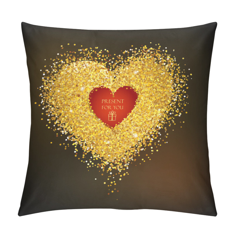 Personality  Golden Frame In Shape Of Heart Pillow Covers