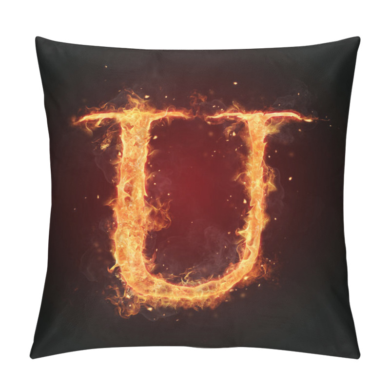 Personality  Fire Letter On Black Background Pillow Covers