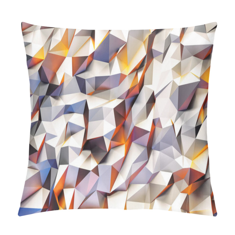 Personality  Abstract Geometric Pattern With Purple, Yellow And White Three Dimensional Triangles. Pillow Covers