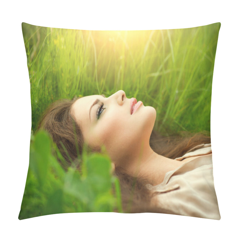 Personality  Woman Lying On  Field Pillow Covers