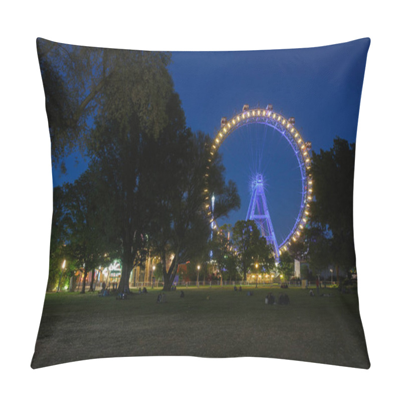 Personality  Prater Park and Ferris wheel at night. Vienna, Austria pillow covers