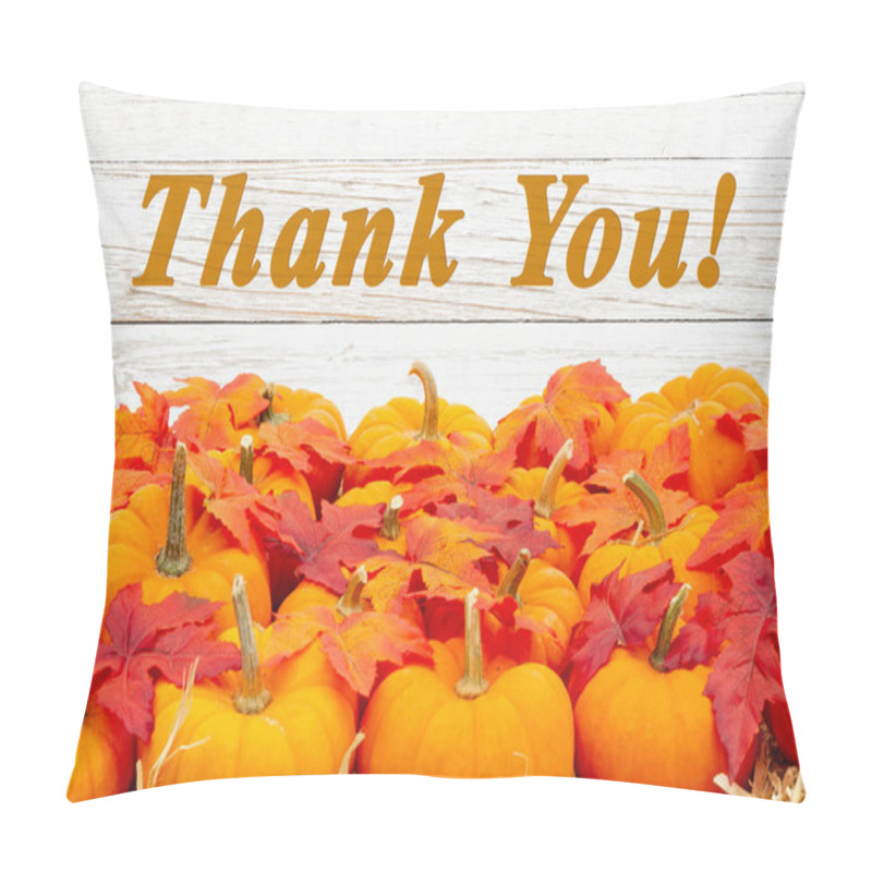 Personality  Thank You Message With Orange Pumpkins With Fall Leaves Pillow Covers