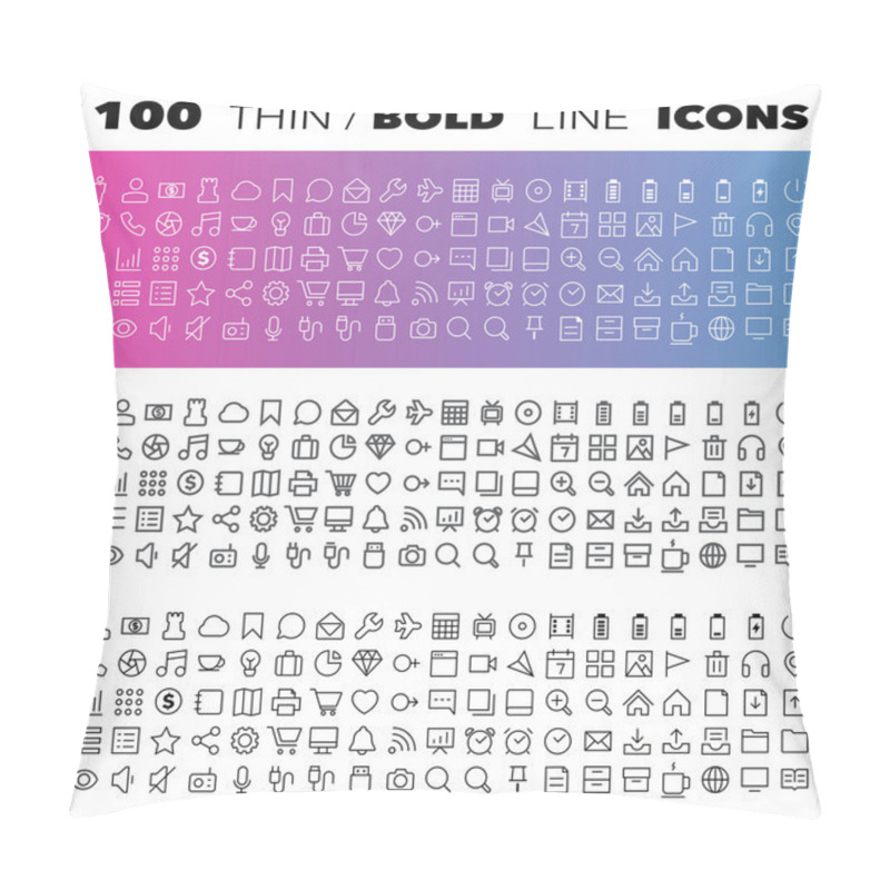 Personality  Thin Line Icons Set Pillow Covers