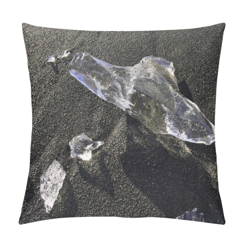 Personality  Transparent Ice From The Glacier In Black Sand Pillow Covers