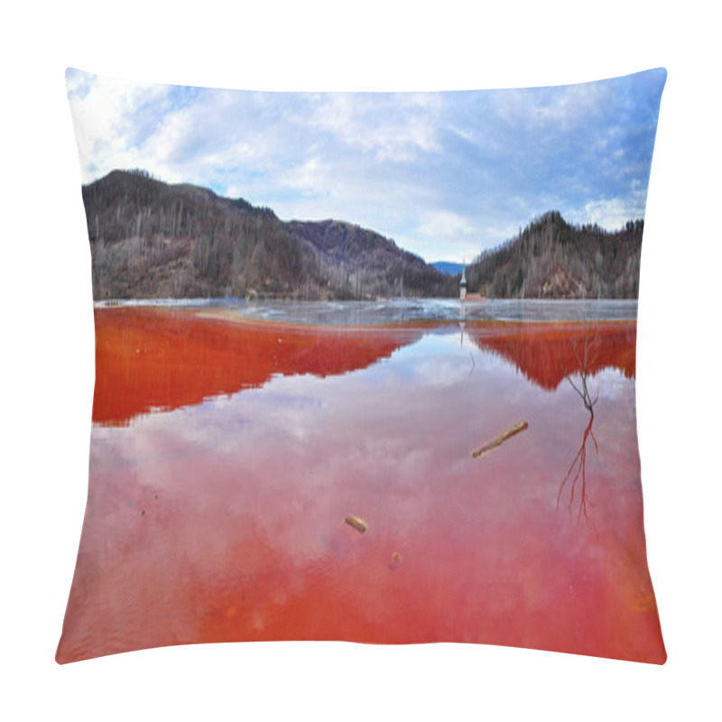 Personality  Environmental Disaster. Panorama Of A Lake Full With Contaminate Pillow Covers