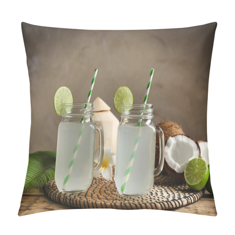 Personality  Two Mason Jars With Coconut Water Pillow Covers