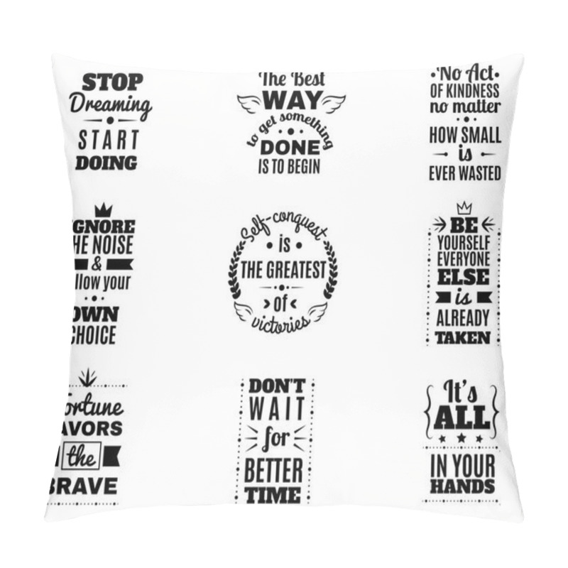 Personality  Big Vector Set With 20 Motivational Quotes. Hand Written Sign For Every Design Production. Pillow Covers