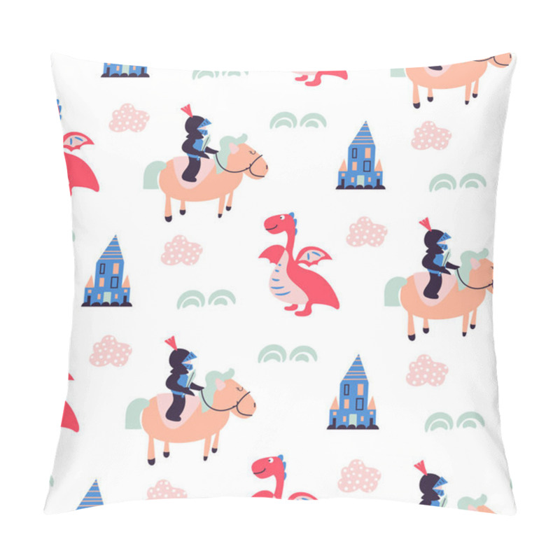 Personality  Knights And Dragons Seamless Vector Pattern. Pillow Covers