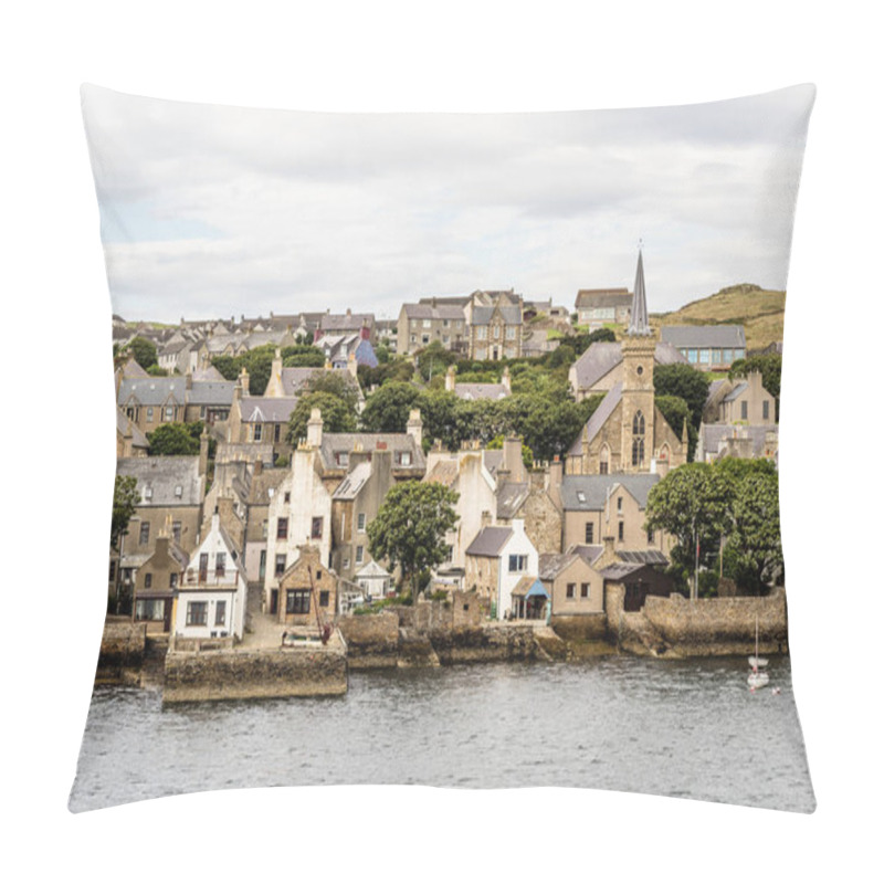 Personality  Historic Village Of Stromness On Orkney Mainland, Scotland, Uk. Seaside View Of This Fisherman Town At Hoy Sound  Pillow Covers