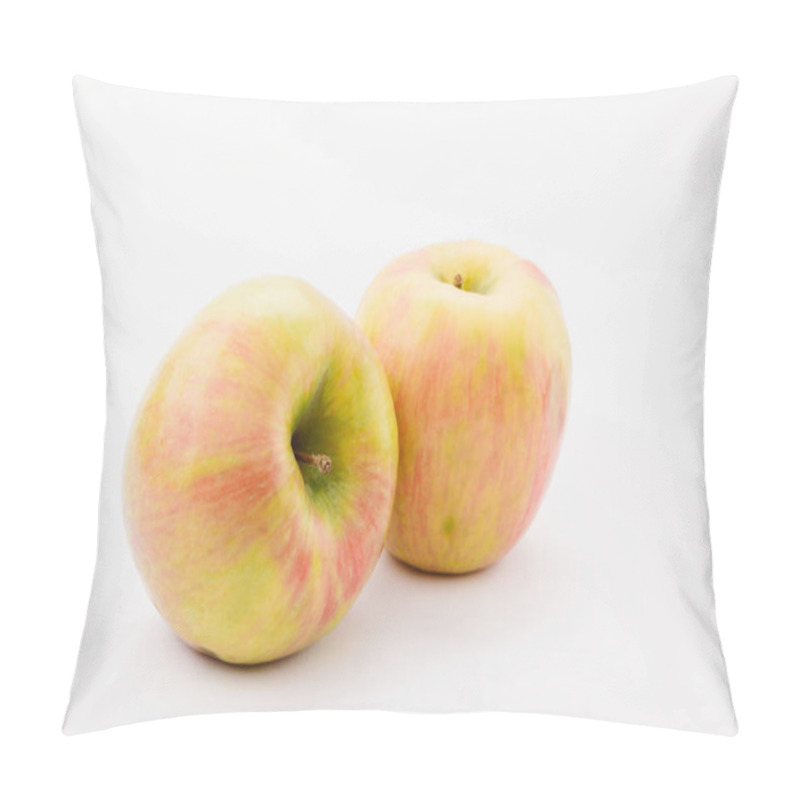 Personality  Ripe Golden Delicious Apples On White Background Pillow Covers