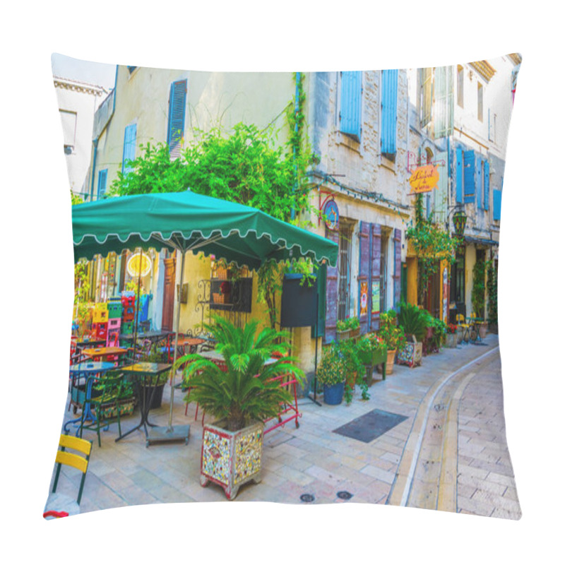 Personality  SAINT REMY EN PROVENCE, JUNE 21, FRANCE 2017: View Of A Narrow Street In Saint Remy En Provence, Franc Pillow Covers