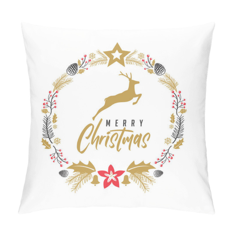 Personality  Merry Christmas Deer Elegant Rustic Flat. Pillow Covers