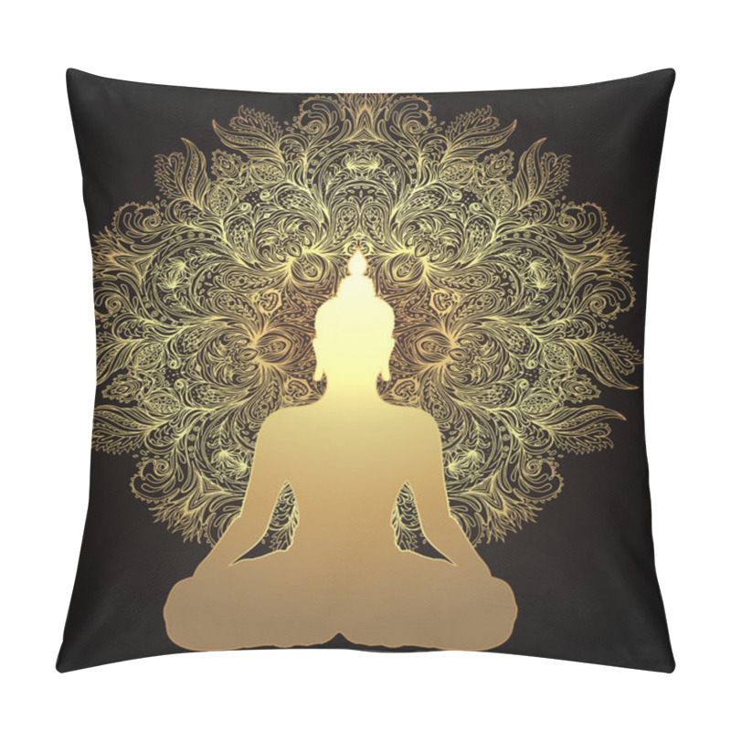 Personality  Chakra Concept. Inner Love, Light And Peace. Buddha Silhouette I Pillow Covers